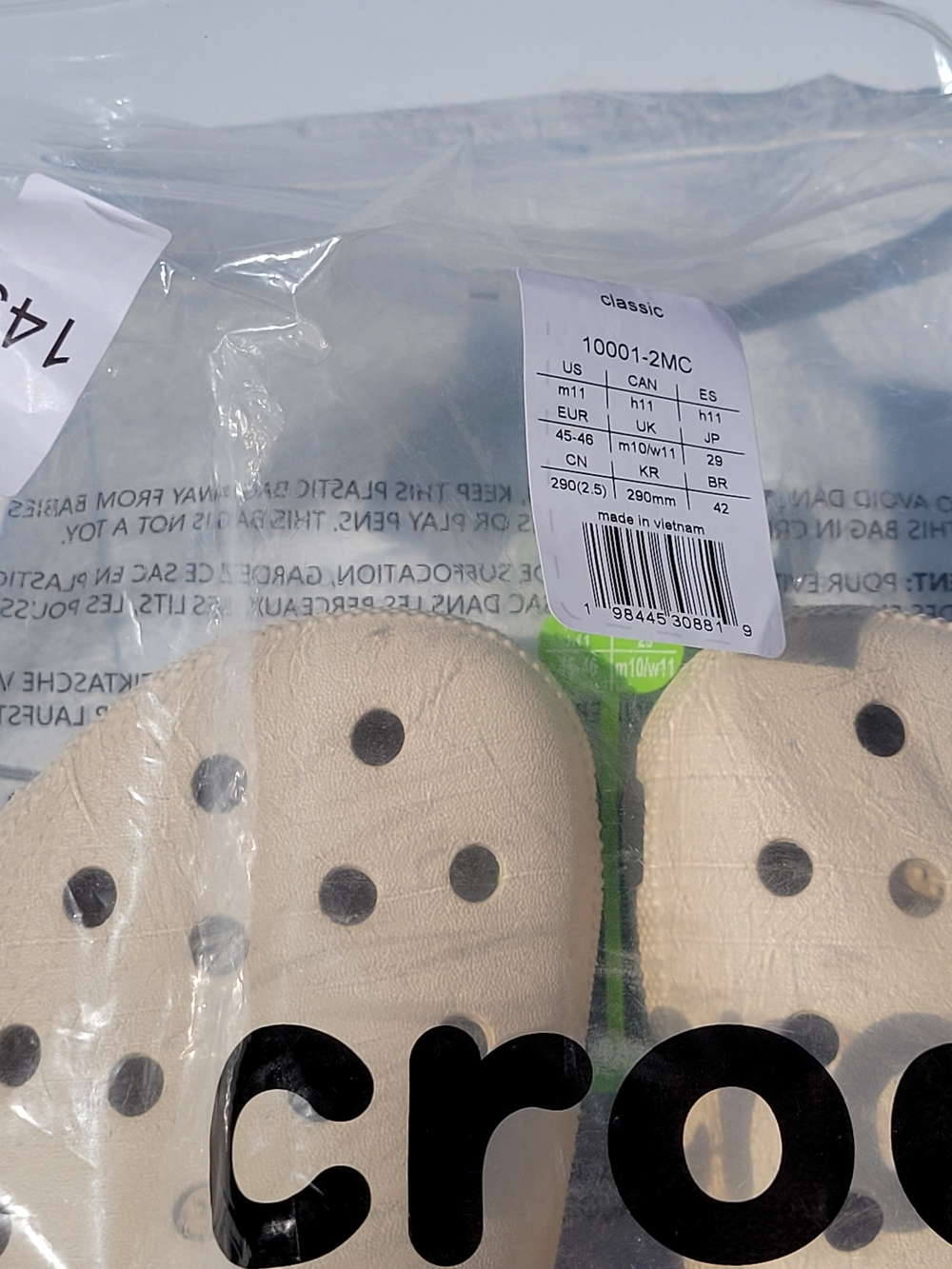 MENS 11 CROCS CLASSIC CLOG – BONE – NEW IN BAG - Picture 2 of 7